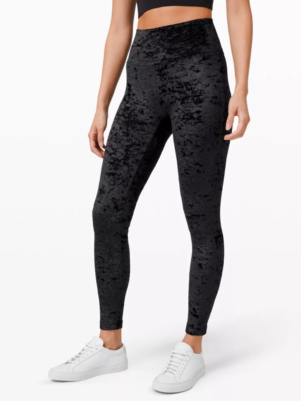 lululemon athletica Black Crushed Velvet High-Rise Leggings